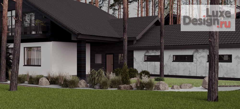 Частная архитектура "Проект фасада и летней террасы дома в коттеджном посёлке Образцово" (фото 2)