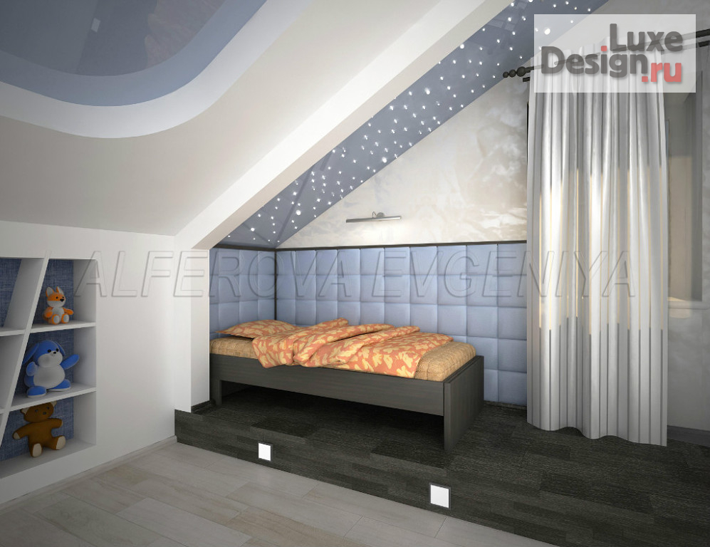 Дизайн интерьера коттеджа "Спальня. Мансарда." (фото 2)