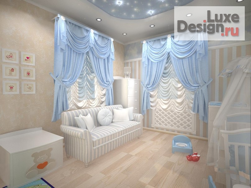 Дизайн интерьера коттеджа "Детская комната Алые паруса" (фото 2)
