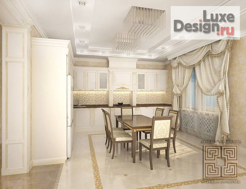 Дизайн интерьера коттеджа "Кухня Алые паруса" (фото 2)