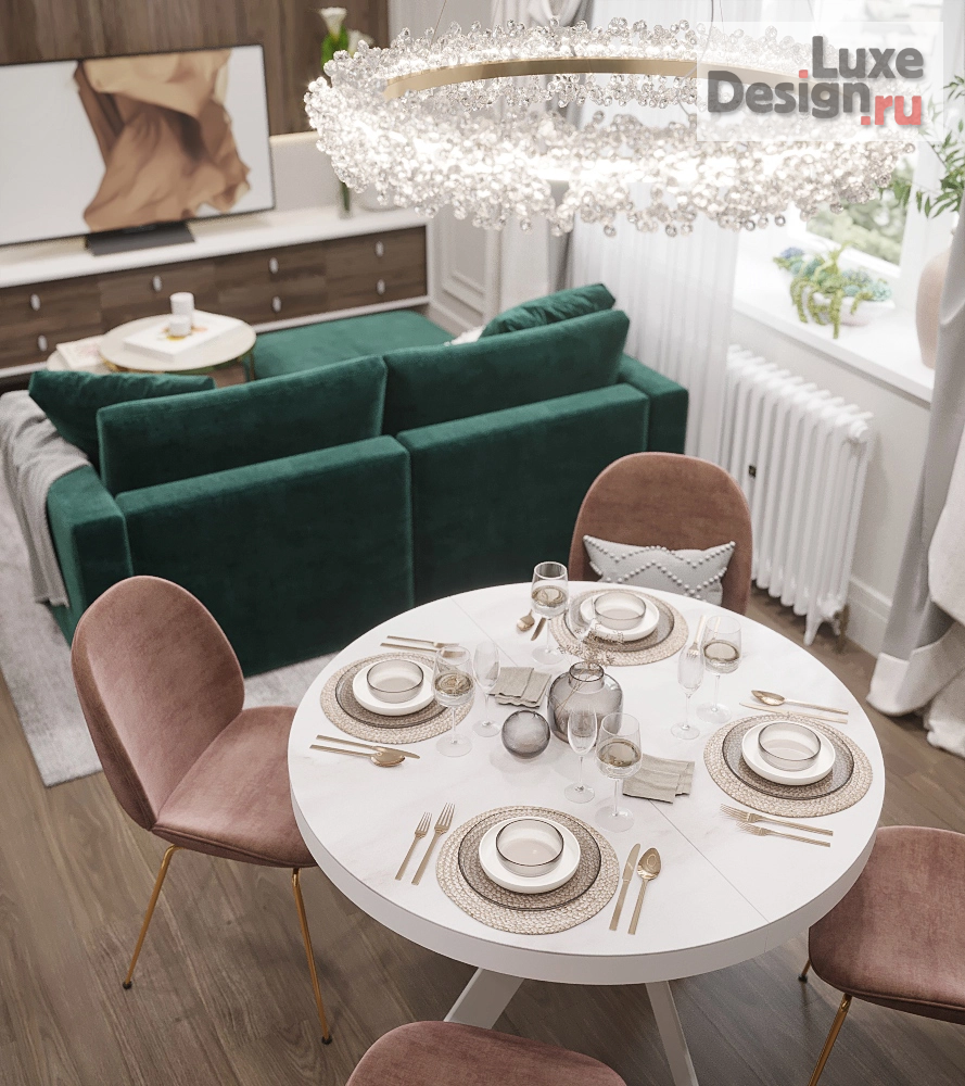 Дизайн интерьера гостиной "Гостиная-столовая ул. 3-го Интернационала, Курская область." (фото 4)