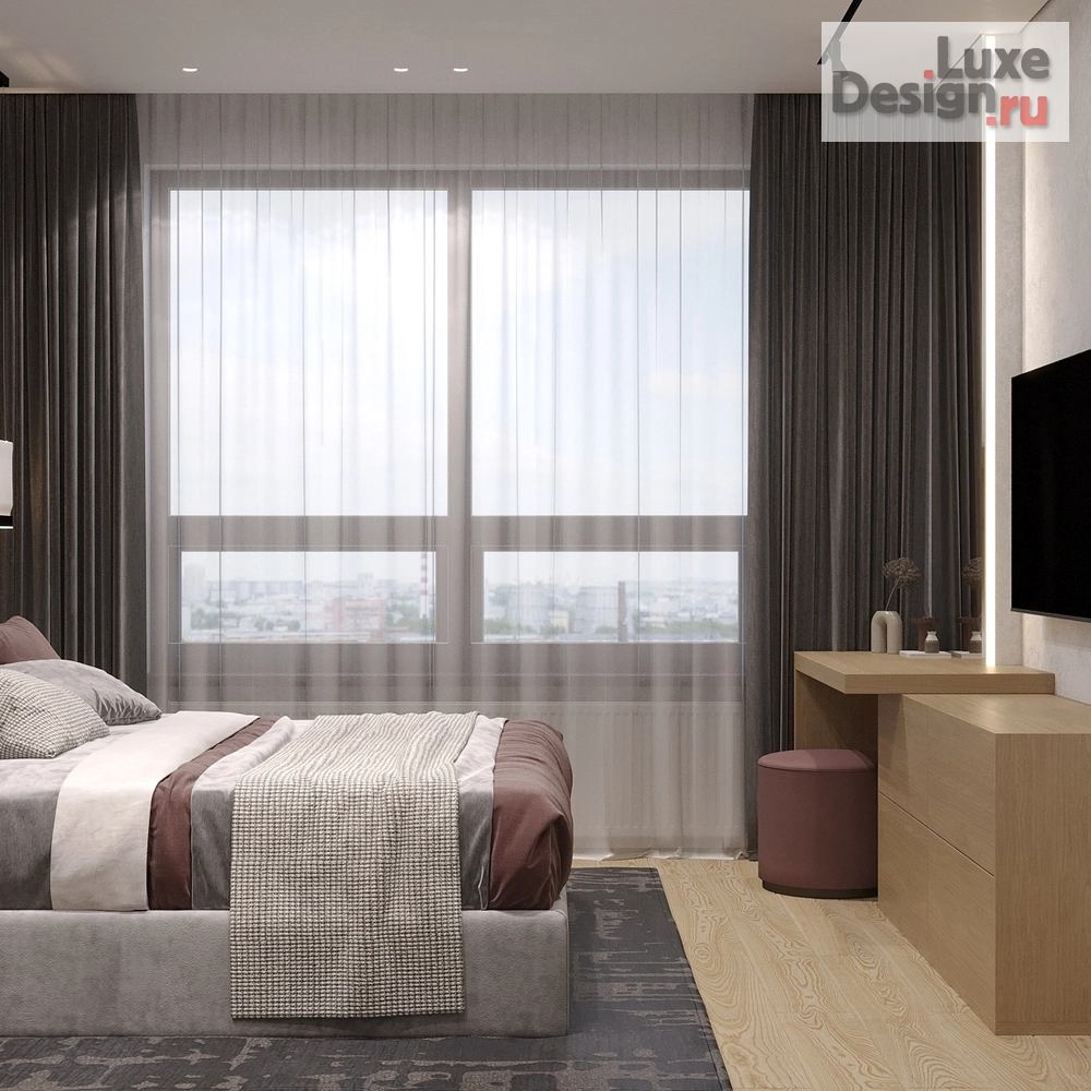 Дизайн интерьера спальни "Спальня-гардеробная, ЖК Нагорный, г. Екатеринбург." (фото 7)