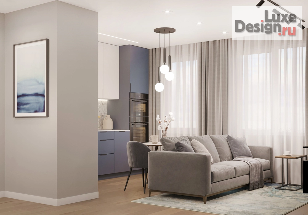 Дизайн интерьера двухкомнатной квартиры "Дизайн квартиры в ЖК Парковый квартал" (фото 3)