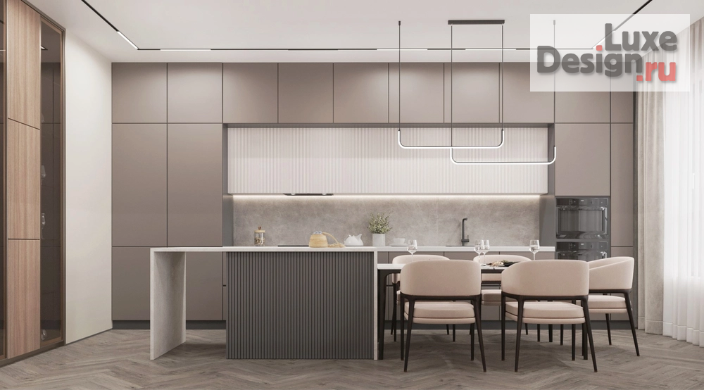Дизайн интерьера трехкомнатной квартиры "Кухня-гостиная в современном стиле" (фото 3)