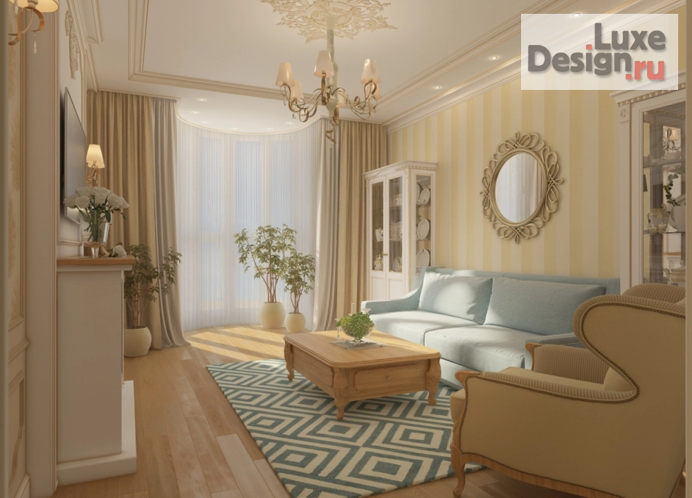 Дизайн интерьера гостиной "ГОСТИНАЯ - СОСТОЯНИЕ ДУШИ" (фото 1)