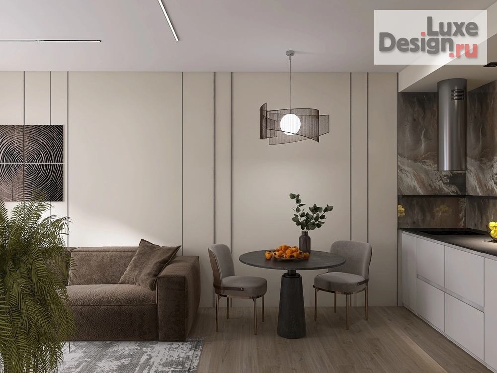 Дизайн интерьера однокомнатной квартиры "Какао с темным шоколадом" (фото 2)