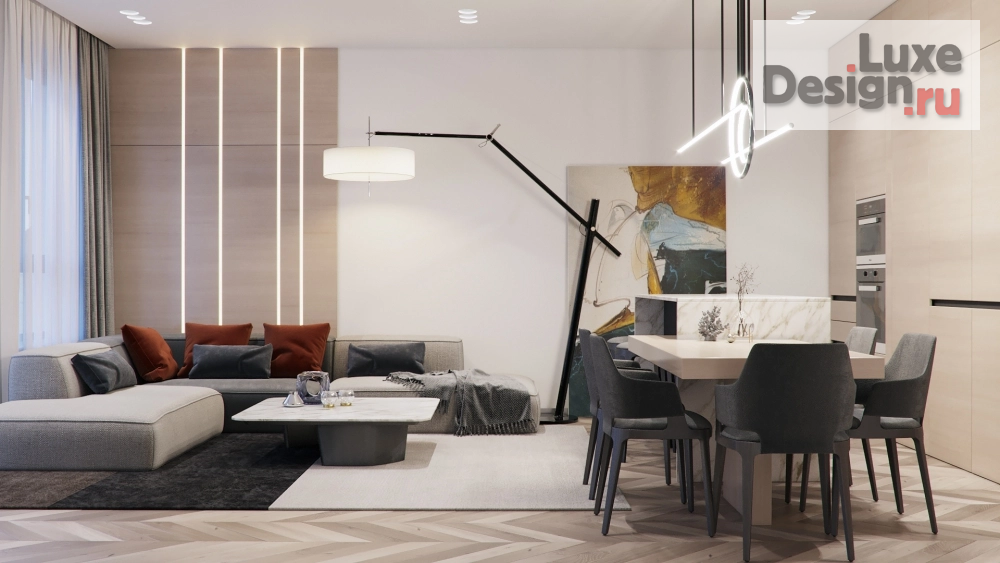 Дизайн интерьера трехкомнатной квартиры "ЖК Макаровский квартал" (фото 1) от дизайнера Проектно-строительная компания "УралДеко" Дизайн интерьера трехкомнатной квартиры "ЖК Макаровский квартал" (фото 1)