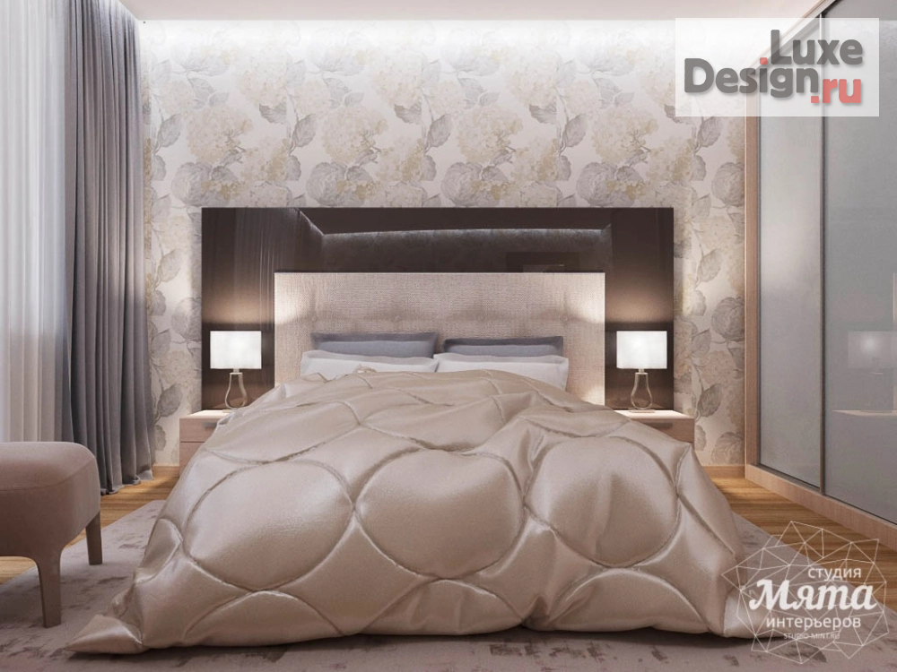 Дизайн интерьера спальни "Дизайн интерьера спальни в трехкомнатной квартире" (фото 1)