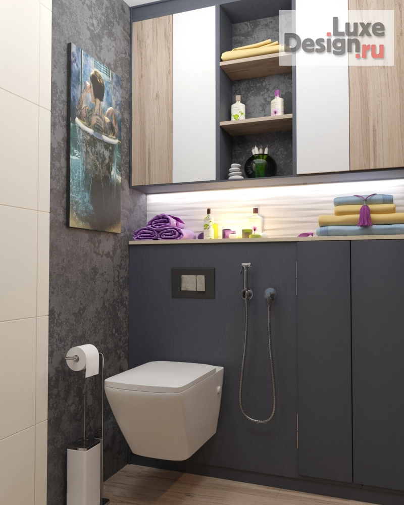 Дизайн интерьера трехкомнатной квартиры "Проект санузла в стиле лофт" (фото 1)