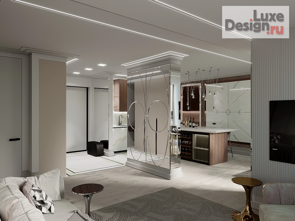 Дизайн интерьера двухкомнатной квартиры "квартира для бизнесмена" (фото 3)