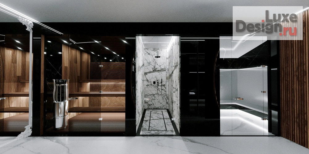 Дизайн интерьера коттеджа "СПА в частном доме в стиле минимализм с элементами ар-деко" (фото 9)