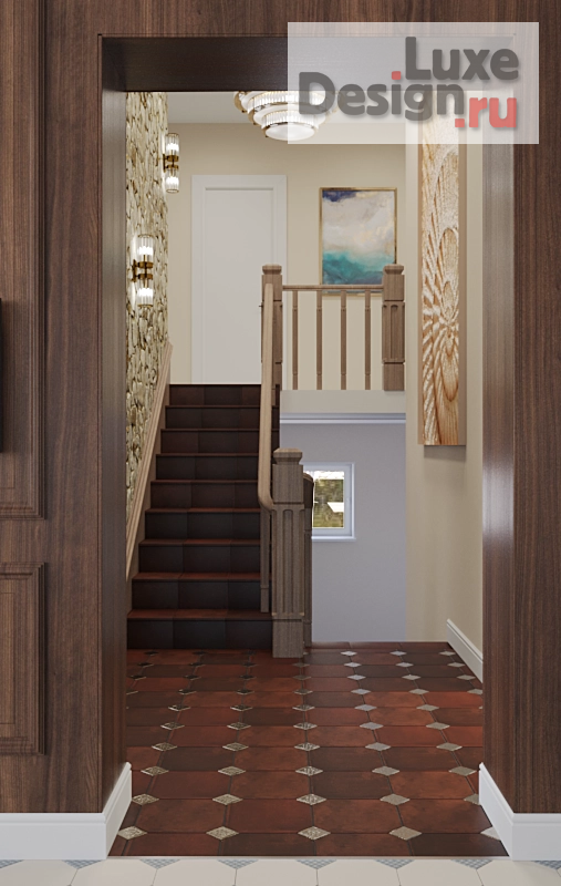 Дизайн интерьера частного дома "Холл с лестницей в г. Реж" (фото 1)