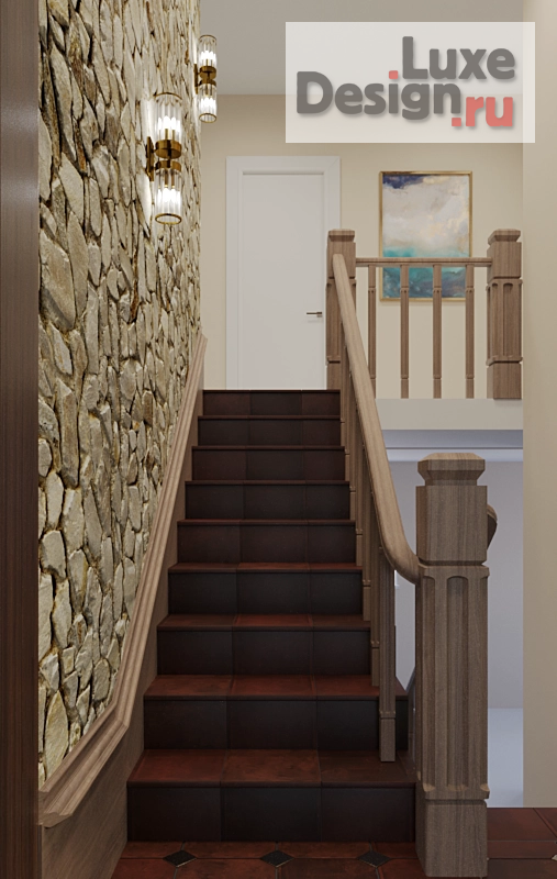 Дизайн интерьера частного дома "Холл с лестницей в г. Реж" (фото 3)