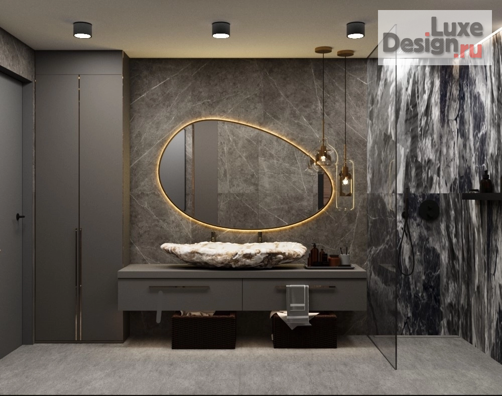 дизайн интерьера санузла "Дизайн интерьера санузла и душевой в доме г. Сысерть" (фото 1)