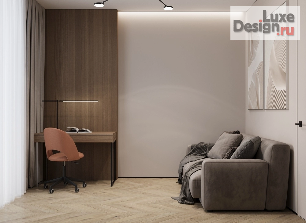 Дизайн интерьера кабинета "Дизайн интерьера кабинета  в квартире  ЖК "Брусника"  " (фото 1)
