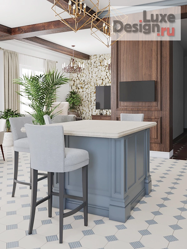 Дизайн интерьера кухни "Кухня - гостиная в доме г.Реж" (фото 3)