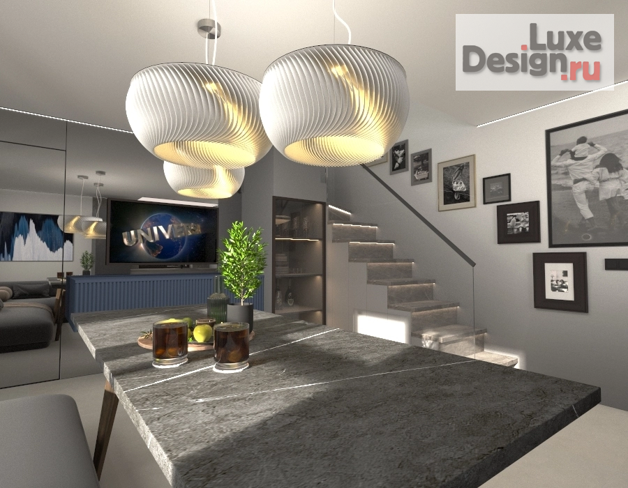 Дизайн интерьера гостиной "Дизайн интерьера кухни гостиной в доме г. Сысерть" (фото 1)