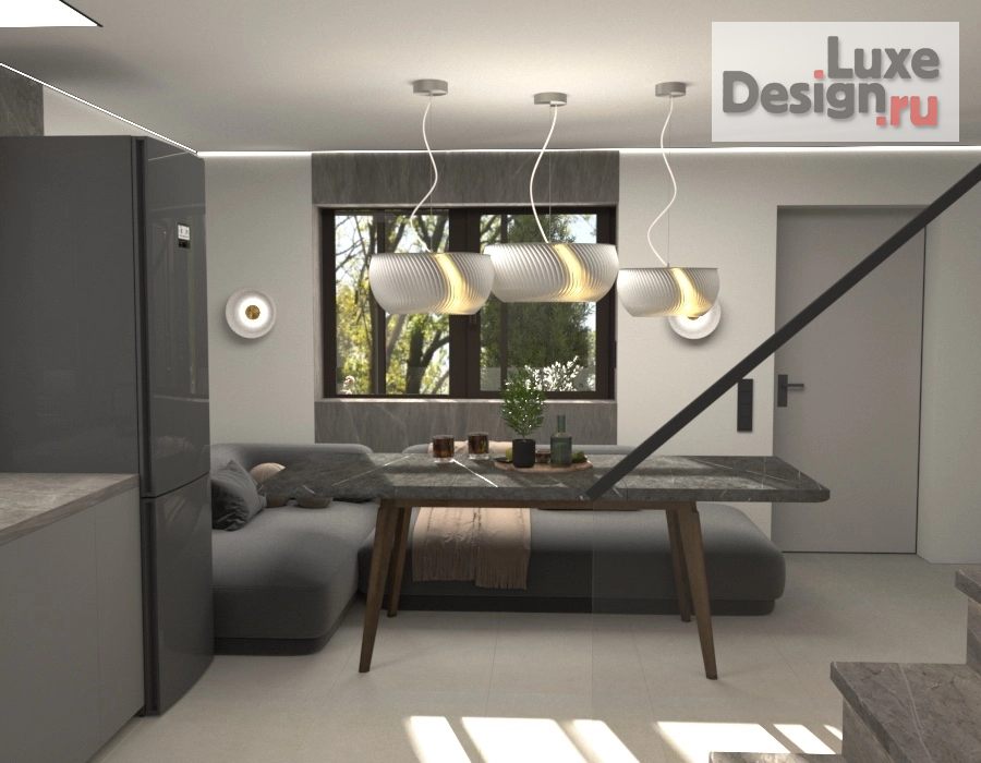 Дизайн интерьера гостиной "Дизайн интерьера кухни гостиной в доме г. Сысерть" (фото 4)