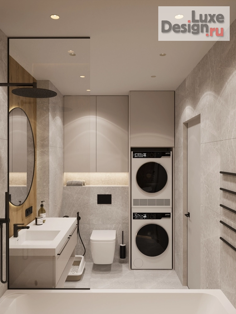 дизайн интерьера санузла "Дизайн интерьера санузла в квартире  ЖК "Брусника"  " (фото 2)