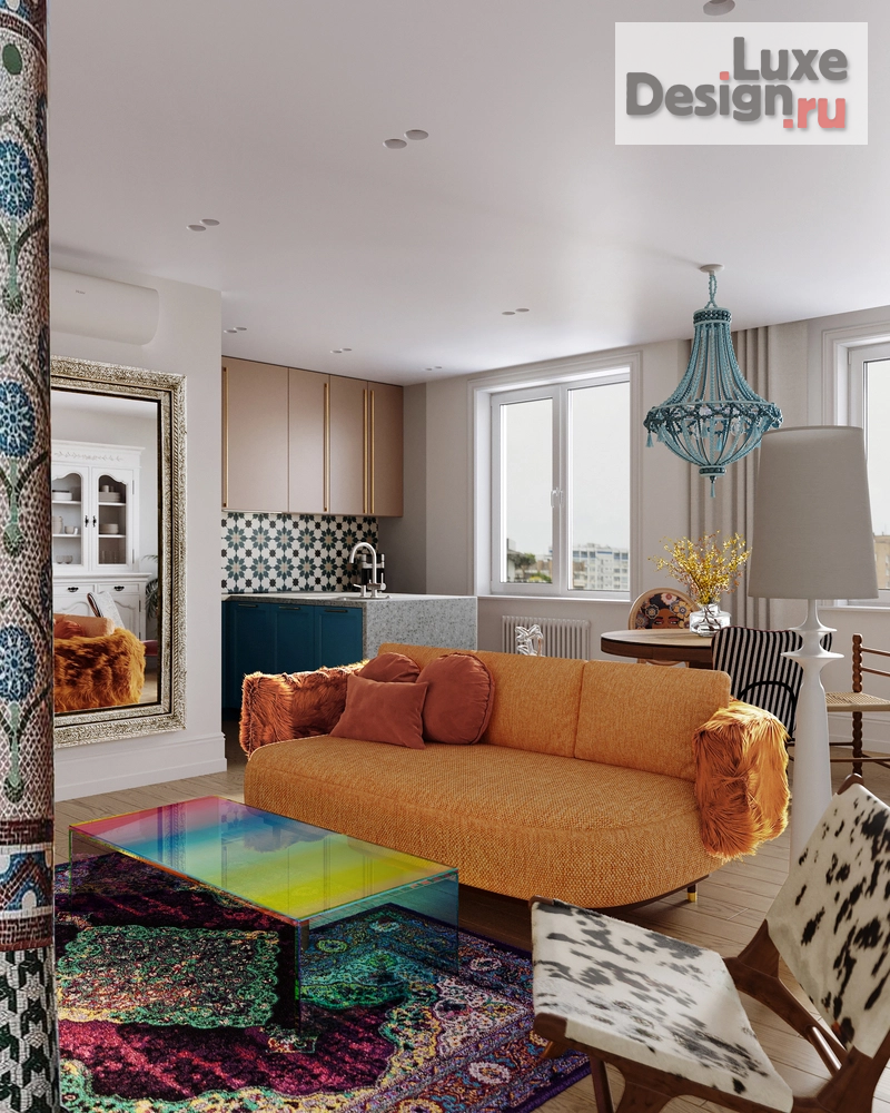 Дизайн интерьера трехкомнатной квартиры "Калейдоскоп – проект квартиры для семейной пары с дочерью | ЖК "Гулливер"" (фото 1)