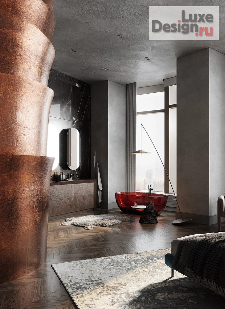 Дизайн интерьера апартаментов "Огонь, вода и медные трубы - дизайн-проект апартаментов в Башне Исеть" (фото 24)