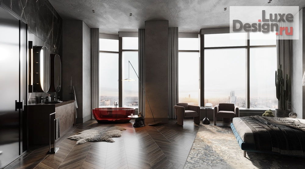 Дизайн интерьера апартаментов "Огонь, вода и медные трубы - дизайн-проект апартаментов в Башне Исеть" (фото 18)