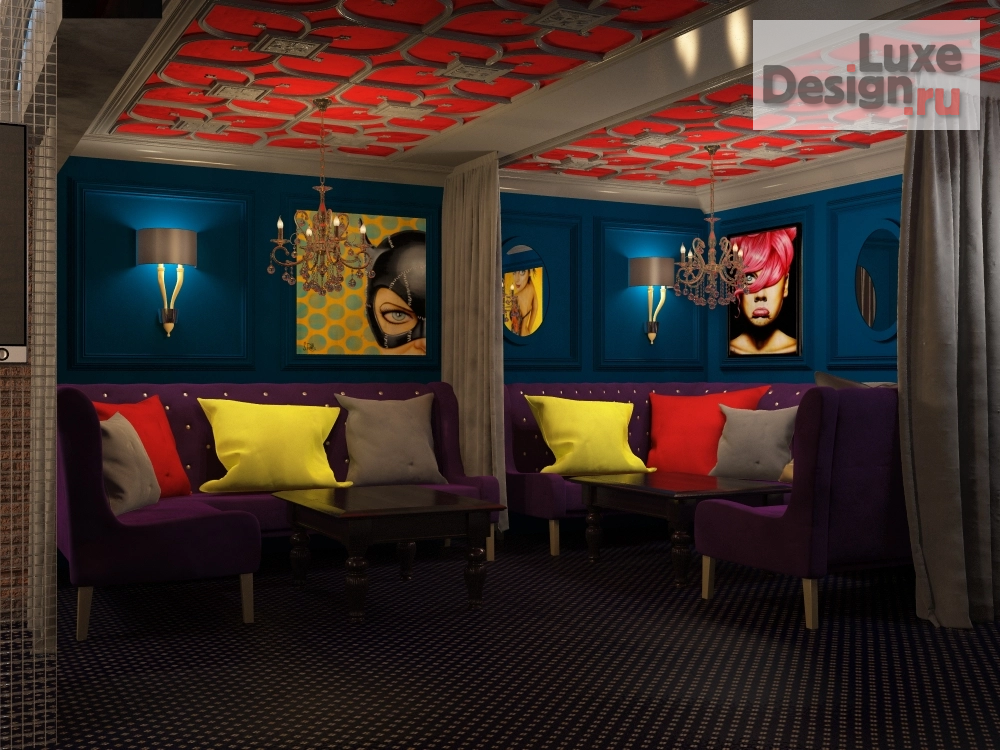 Дизайн интерьера ночного клуба "Сеть камерных караоке-клубов с посадкой на 6-8 столов." (фото 2)