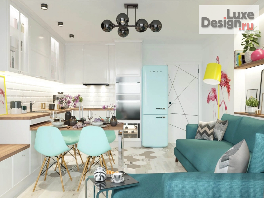 Дизайн интерьера кухни "Кухня-гостиная в ЖК Любовь" (фото 2)