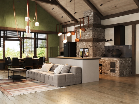 Дизайн интерьера загородного дома в Екатеринбурге "г. СЫСЕРТЬ. Дом с баней 115 м2"