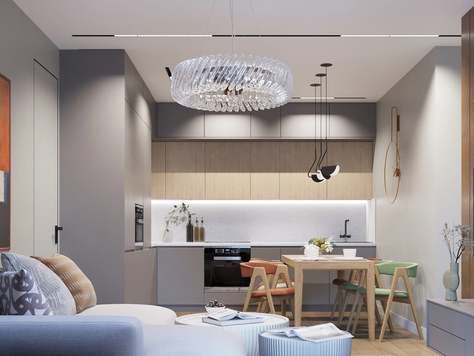 Дизайн интерьера кухни в Екатеринбурге "Кухня-гостинная в квартире ЖК "Депо" г. Екатеринбург"