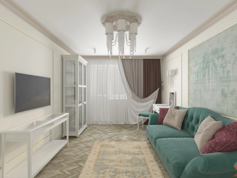 Дизайн интерьера комнаты в Екатеринбурге "Проект комнаты в стиле легкая классика"